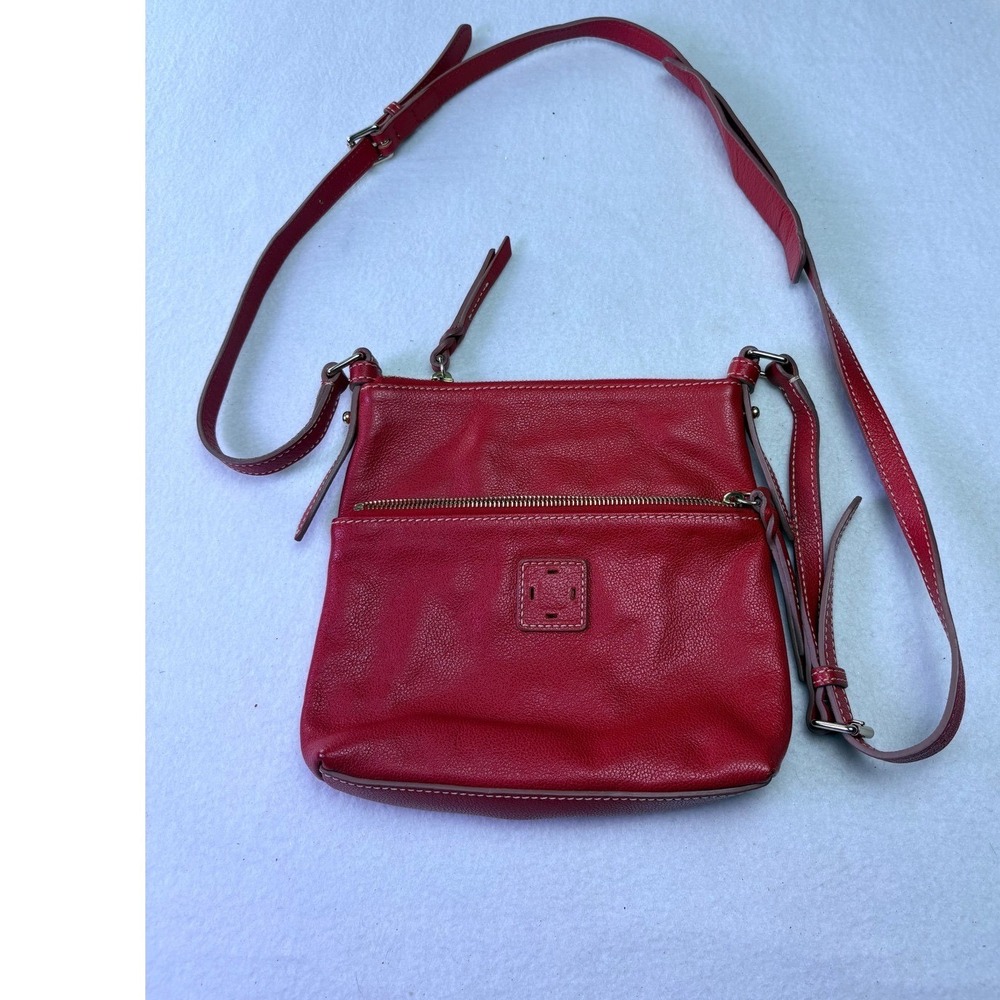 Dooney & Bourke Crossbody Bag Womens Small Red Pebbled Leather Zip Pocket